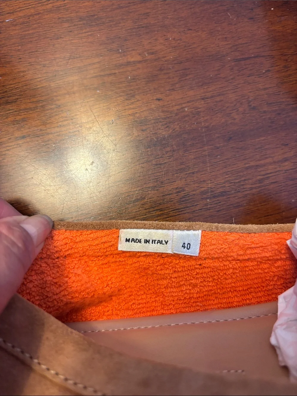 Manolo Blahnik brown Suede Penny Loafers with Orange Accent
